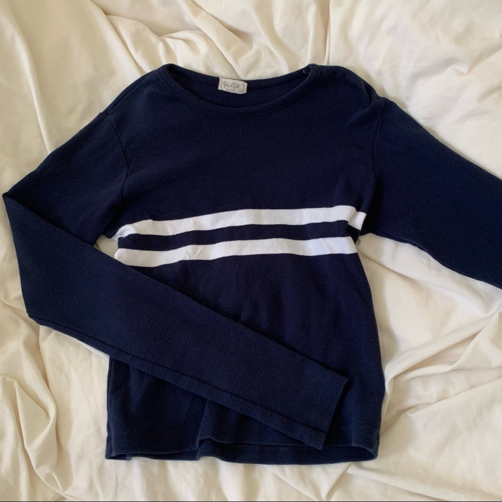 Brandy Melville Navy Blue Striped Long Sleeve Top
